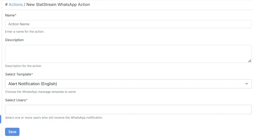 StatStream WhatsApp Action