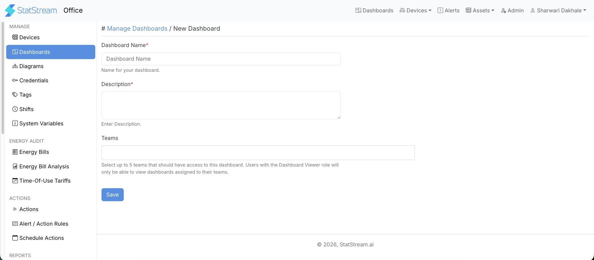 Create Dashboard