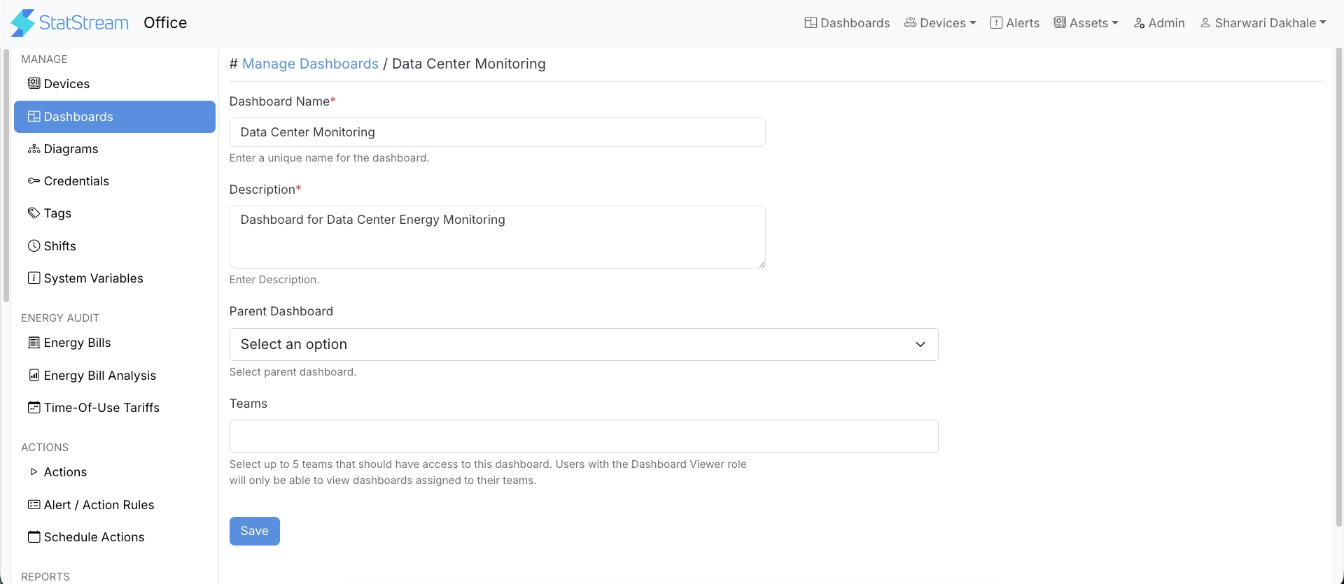 Edit Dashboard